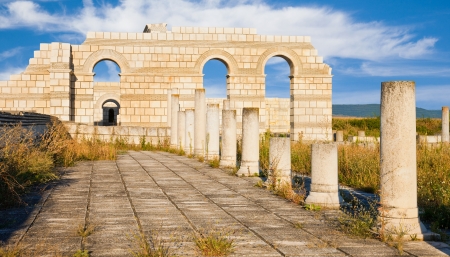 Partial reconstruction of the Great Basilica at the first capital of Bulgaria, Pliska.の写真素材