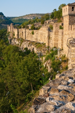 Wall sengment of the Tsarevets fortress in Veliko Turnovo, Bulgaria.の写真素材