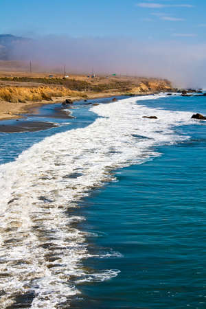 Fog over the California coastline near San Simeon.の写真素材
