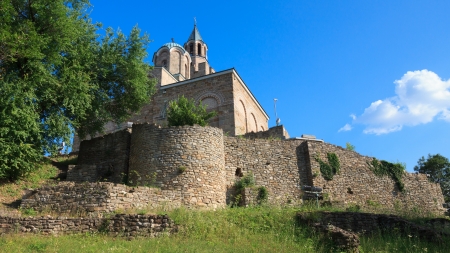 The church at the top of Tsarevets hil in Veliko Turnovo, Bulgaria.の写真素材