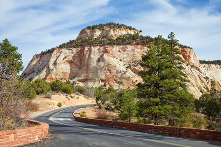 Interesting mesa in the East part of Zion Canyon National Park, Utah.の写真素材