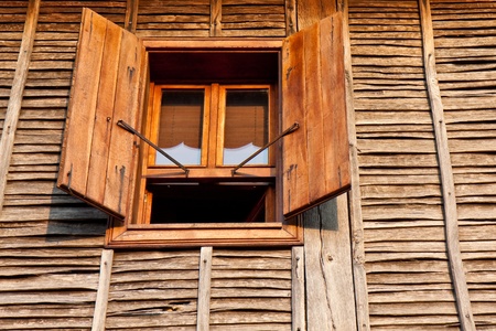 Window on a typical old house in Sozopol, Bulgaria.