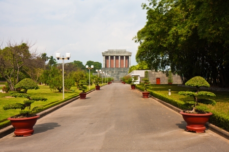 Side view of the Ho Chi Minh mausoleum in Hanoi, Vietnam.の写真素材