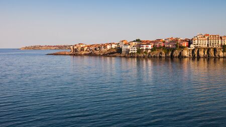 Sunrise over the Sozopol bay in Bulgaria.のeditorial素材