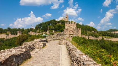 Panoramic view of the Tsarevets Fortress in Veliko Turnovo, Bulgaria.