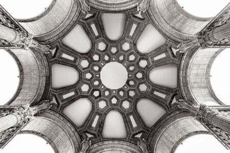 Inside the dome of the Palace of Fine Arts in San Francisco, California.のeditorial素材