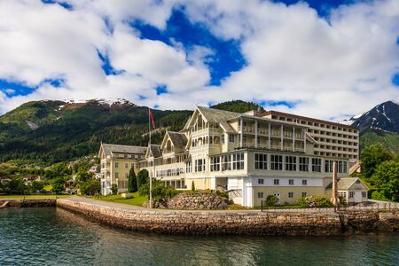 Sognefjord landscape in Balestrand, Norway.のeditorial素材