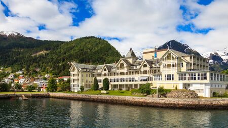 Sognefjord landscape in Balestrand, Norway.のeditorial素材
