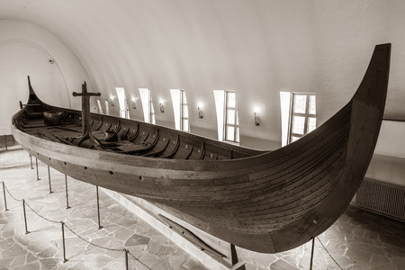Viking longship in the Viking museum in Oslo, Norway.のeditorial素材