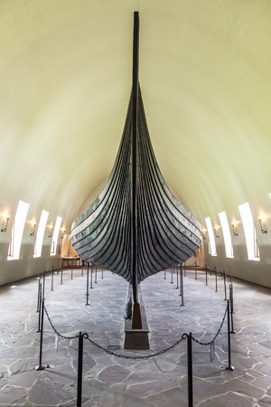 Viking longship in the Viking museum in Oslo, Norway.のeditorial素材
