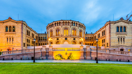 The Norwegian Parliament in Oslo, Norway.の写真素材