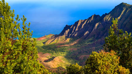 Amazing view of the Kalalau Valley and the Na Pali coast in Kauai.の写真素材
