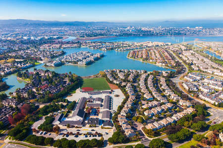Aerial view of Redwood Shores in Californa.の写真素材