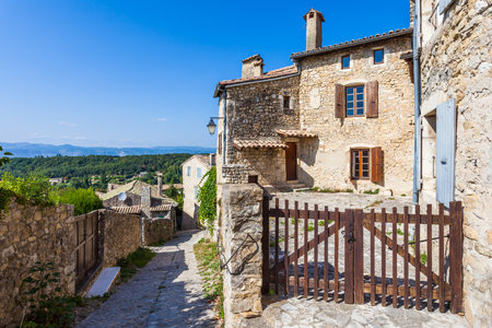 Summer scene in a small village in Southern France.の写真素材