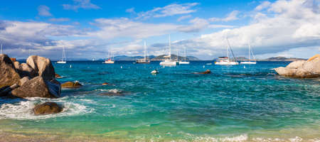 Beautiful morning at The Baths National Park in Virgin Gorda, British Virgin Islands.の写真素材