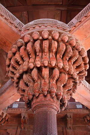 Inside Diwan-i-Khas or Hall of Private Audience at Fatehpur Sikri, India.の写真素材