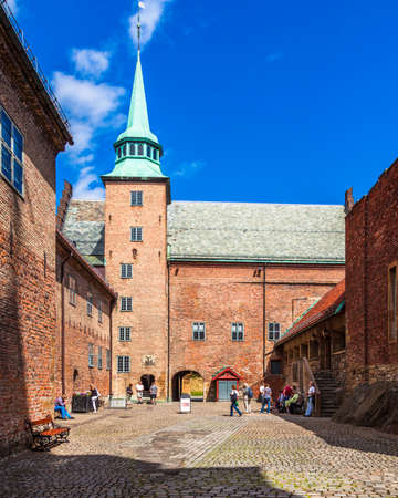 OSLO, NORWAY - JULY 7: Courtyard of medieval the Akershus fort on July 7 2015 in Oslo, Norway.