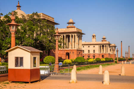 Buildings in the North Block of the President House in New Delhi, India.のeditorial素材