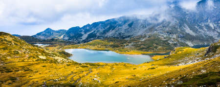 The Twin lake, one of the Seven Rila Lakes in the Rila Mountains, Bulgariaの写真素材