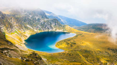 The Kidney lake, one of the Seven Rila Lakes in the Rila Mountains, Bulgariaの写真素材