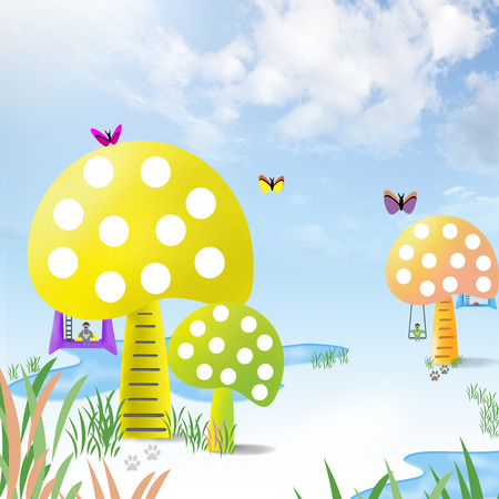 Home, bears, mushrooms, a little happiness の写真素材