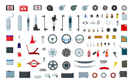 Vector collection of spare parts. Car service tools.のイラスト素材