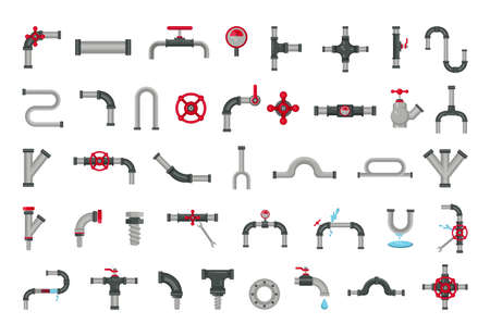 Set of water and gas pipes. Plumbing facilities.