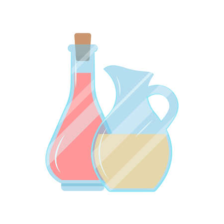 Vector illustration of bottle with vinegar. Food additive on a white background.のイラスト素材