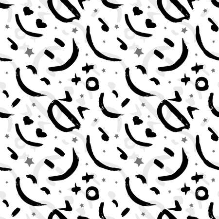 Vector seamless pattern with emoticons, emoji, kaomoji. Modern wallpaper with graffiti elements for the textile industry, prints, cards and wrapping paper. Excellent template for any of your designs.のイラスト素材