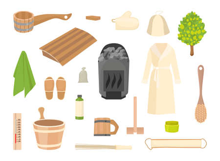 Set of accessories for baths and saunas.のイラスト素材