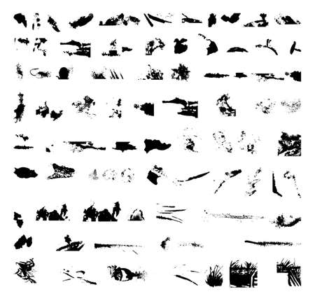 Big collection of grunge stains, splashes and blots. Vector design elements isolated on a white background.のイラスト素材