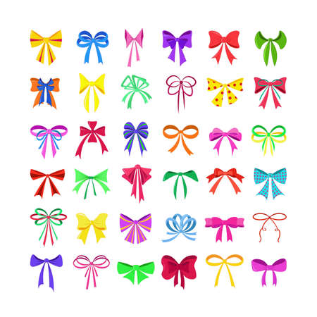 Collection of vector bows for clothes and for decorating gifts.のイラスト素材