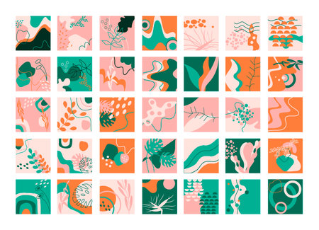 Collection of square highlights for social networks. Abstract natural backgrounds.のイラスト素材