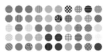 Geometric round backdrops. Abstract black and white backgrounds.のイラスト素材