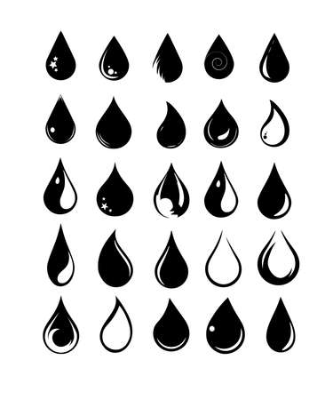 Liquid drops set. Icons for creating prints,  stickers.のイラスト素材
