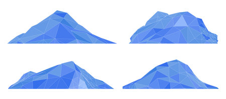 Collection of polygonal mountain landscapes. 3d model of hills.のイラスト素材