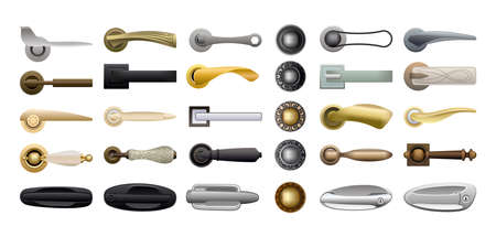 Vector collection of realistic door handles.のイラスト素材