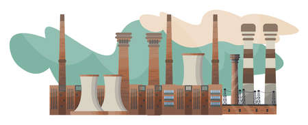 Detailed illustration of the automotive industry. factory towers.のイラスト素材