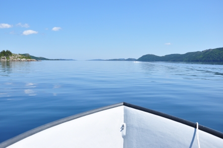 boating on beautiful sunny day の写真素材