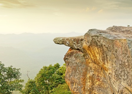 Sunset over the rock cliff viewpointの写真素材