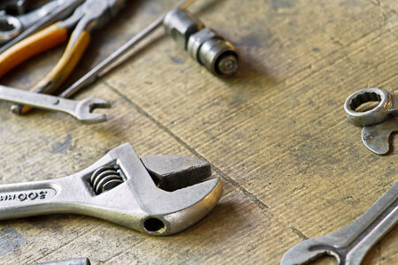 Adjustable wrench and tools for bike repairingの写真素材