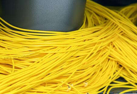 Many optical fiber cable keep in box in server room