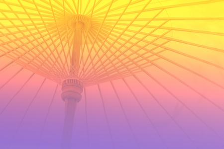 Under view of Thai traditional clothes umbrella from norther of Thailand - Color filter style picturesの写真素材