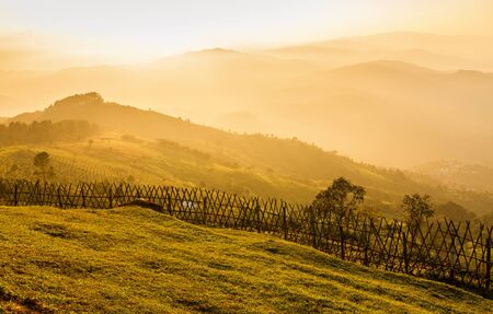 Landscape view in sunset at border of Thailand and Myanmarの写真素材
