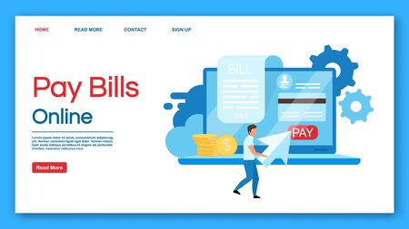 Pay Bills Online Landing Page Vector Template Credit Card