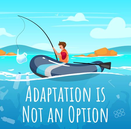 Plastic pollution in ocean social media post mockup. Advertising web banner design template. Social media booster, content layout. Promotion poster, print ads with flat illustrationsのイラスト素材