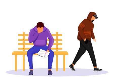 Blackmailing flat color vector faceless character. Blackmail threat. Man reading letter with demands, threats. Money extortion. Criminal act. Isolated cartoon illustrationのイラスト素材