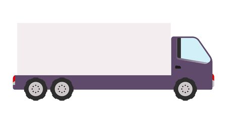 Freight truck cartoon vector illustration. Industrial trailer car flat color object. Commercial lorry truck, cargo vehicle side view isolated on white background. International shipment transportationのイラスト素材
