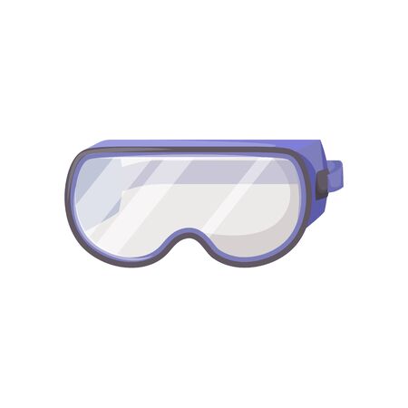 Protective goggles cartoon vector illustration. Eyewear, spectacles, personal protective equipment. Eye injury prevention, industrial security device. Safety glasses isolated on white backgroundのイラスト素材