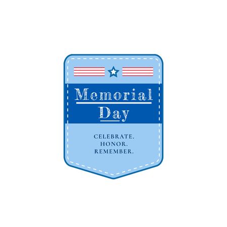 US Memorial Day flat color vector badge. American memorial holiday. National United States event sticker. US liberty and freedom day patch. War hero honor ceremony isolated design elementのイラスト素材